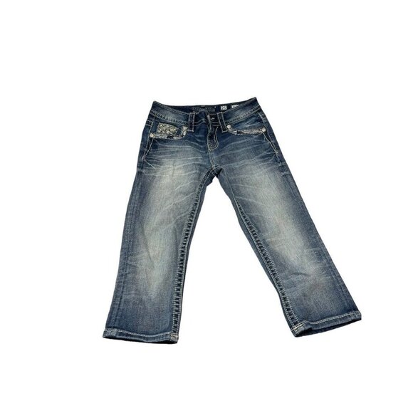 MISS ME Denim Women's Embellished Mid Rise Capri Jeans Sz 25 - Picture 1 of 9